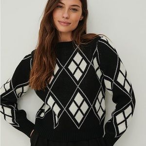 CLAIRE ROSE ARGYLE CHECK KNITTED SWEATER